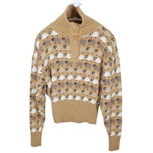 Zara Tan and White Cowl Neck Sweater